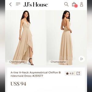 JJs House Asymmetrical V-Neck Dress in Champagne